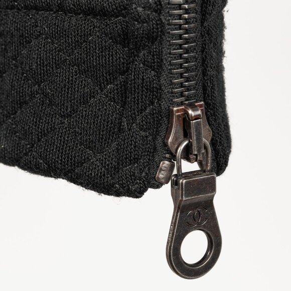 Chanel Black Wool Quilted Moto Jacket - Picture 7 of 12